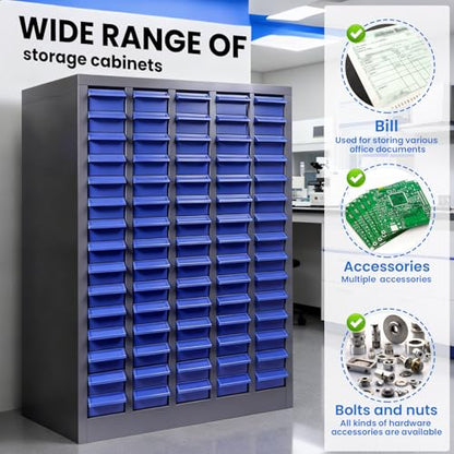75 Drawer Heavy Duty Parts Cabinet, Stainless Steel Frame|ABS Drawers with Labels/Divider, 550Lbs Nut Bolt Screw Organizer for Workshop, Garage, Hardware Storage - size: Parts Cabinet：26" X 9" X35 inch