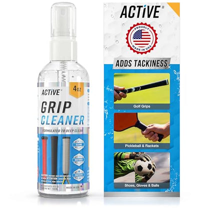 ACTIVE Grip Cleaner & Restore Spray - 2-in-1 Grip Spray for Basketball Shoes, Golf Club Cleaner, Pickleball Paddle Reset, Football Glove Boost, Volleyball Shoe Traction, Remove Oil, Dirt & Sweat - 4oz