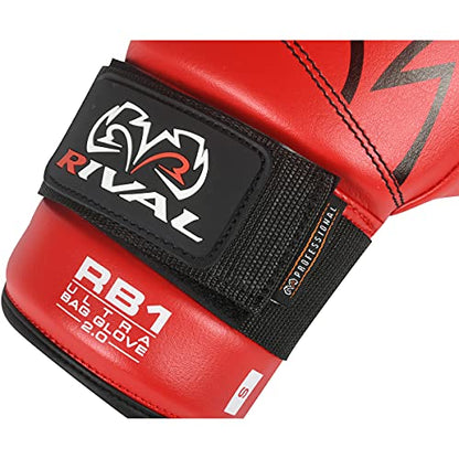 RIVAL Boxing RB1 2.0 Ultra Bag Gloves, Hook and Loop Closure, Super-Resistant Microfiber, High-Density Foam, Breathable Mesh Palm - color: Red, size: Medium
