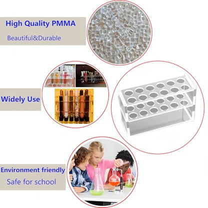 Plastic Test Tube Rack,12 Slots Acrylic Test Tube Holder for 25ml Tubes Lab Tube Racks Plant Propagation Station Holder Pen Holder,21mm/0.83inch Diameter (25ml) - color: 25ml
