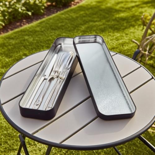 7Pcs Rectangle Metal Tins Containers with Lids Mini Storage Canister Jars Set for Home Kitchen, Office and School Supplies, 8.1" x 2.3" x 0.8" (Black)