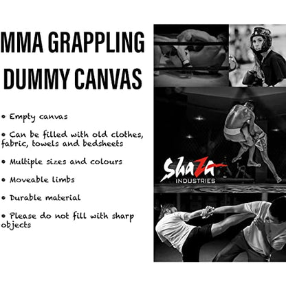 Shaza Grappling Kids Dummy for Fitness & Training, Pose, Strike & Throw Wrestling Dummy for 100cm. Punching Dummy for MMA, Jiu-Jitsu, Judo, Karate & Wrestling Practice & Sparring - color: Black