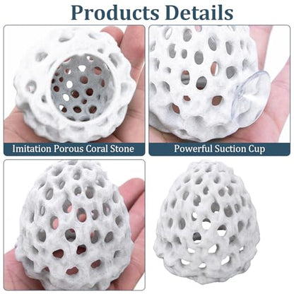 Shrimp Dome Hide with Suction Cup - Ideal Aquarium Ornament for Shrimp, Guppy & Betta Fish Hiding and Resting White