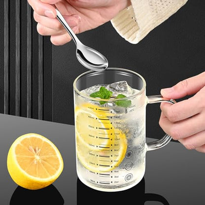 450ml Glass Measuring Cup with Scales (ml/oz) High Borosilicate Glass Liquid Graduated Cups for Home Kitchen Office Thickened Breakfast Milk Juice Yogurt Coffee Mug Teacup