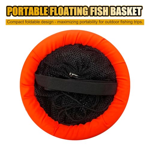 Floating Fish Basket, 5/10 Gallons Collapsible Fishing Net, Coated Nylon Net Storage Cage for Keeping Live Caught Fish 1 PCS