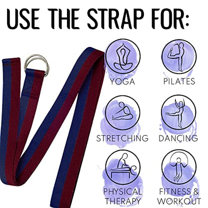 TECEUM 2 IN 1 Yoga & Mat Strap for Stretching – Cotton – 6/8/10 ft - color: Juicy Fig, size: 6 ft