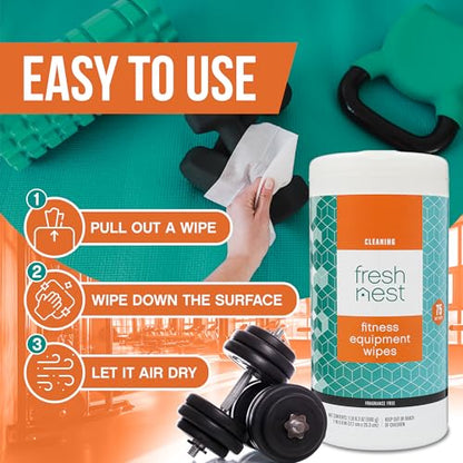 Fitness Equipment Wipes - Cleaning Wipes - 2 Pack | Cleaning Wipes for Yoga Mats,Studios, Gym, Peloton & Cycle Bikes, Spas, Fragrance-Free, Surface Cleaning for Home and Office - size: 75 Count (Pack of 2)