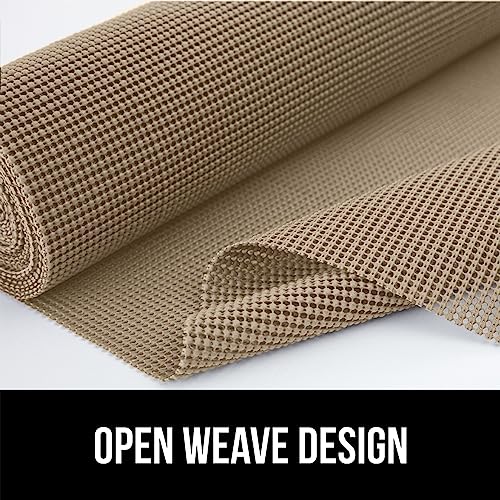 GORILLA GRIP powerGRIP Drawer Shelf and Cabinet Liner, Thick Strong Hold, Non-Adhesive Liners Protect Kitchen Cabinets and Cupboard, Bathroom Drawers, Easy Install Mat, 12" x20', Beige - color: Beige, style: 12" x 20'