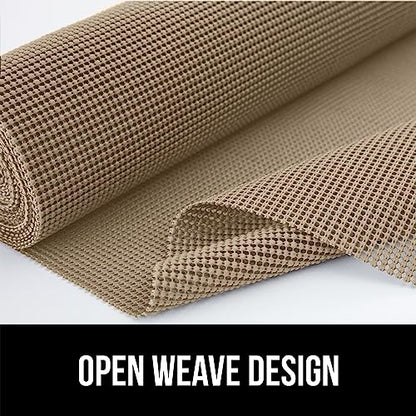 GORILLA GRIP powerGRIP Drawer Shelf and Cabinet Liner, Thick Strong Hold, Non-Adhesive Liners Protect Kitchen Cabinets and Cupboard, Bathroom Drawers, Easy Install Mat, 12" x20', Beige - color: Beige, style: 12" x 20'