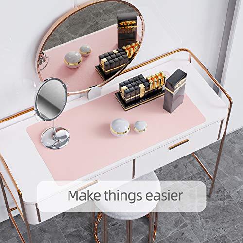YSAGi Multifunctional Office Desk Pad, Ultra Thin Waterproof PU Leather Desk Mat, Dual Use Desk Writing Mat for Office/Home (35.4" x 17", Pink) - color: Pink, size: 35.4" x 17"