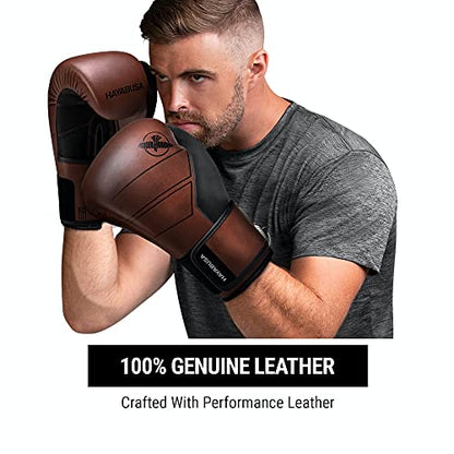 Hayabusa S4 Leather Boxing Gloves | 12oz Boxing Gloves, Muay Thai Gloves, Kickboxing Gloves, Leather Training Gloves, Men and Women, 16oz Boxing Gloves - color: Brown, size: 14 oz