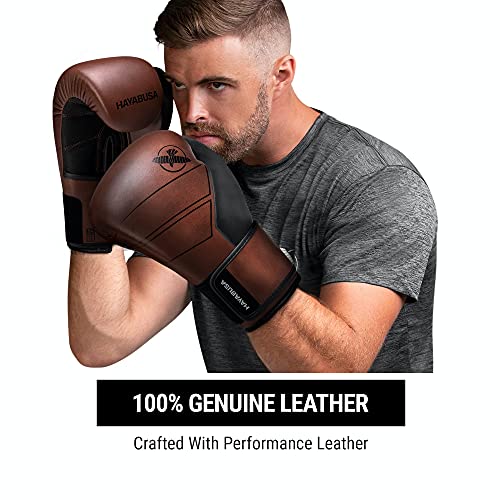 Hayabusa S4 Leather Boxing Gloves | 12oz Boxing Gloves, Muay Thai Gloves, Kickboxing Gloves, Leather Training Gloves, Men and Women, 16oz Boxing Gloves - color: Brown, size: 16 oz