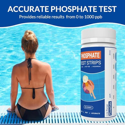 Phosphate Test Kit - Pool Phosphate Test kit-50 Counts Phosphate Test Strips for Swimming Pool, Spa, Hot Tub,Aquarium,Fish Tank- Phosphate Test kit for Freshwater,Saltwater Testing