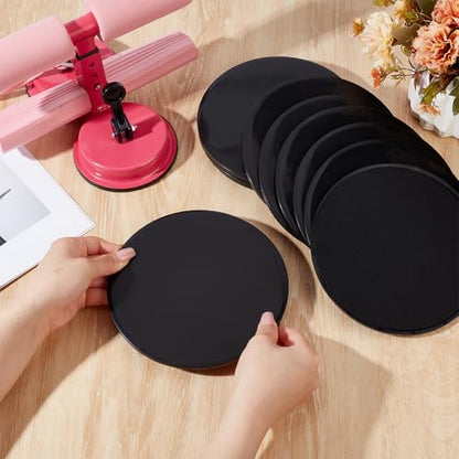 UNICRAFTALE 24Pcs Core Sliders for Working Out Dual Sided Exercise Sliders Fitness Discs Black Gliding Discs for Core Workout Group Training Classes Fitness Pilates 17.5cm Diameter