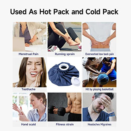 BICAREE Ice Cold Pack Reusable Ice Bags Hot Water Bag for Hot & Cold Therapy and Pain Relief with Cover, No-Leak Elastic Breathable Ice Bag, Size 6" Dark Blue (Pack of 2) - size: 6'' (Pack of 2)