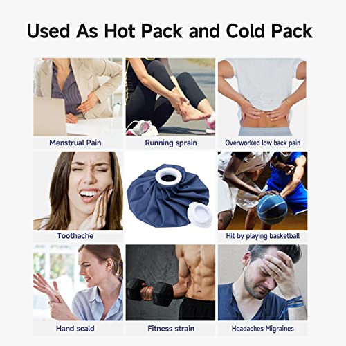 BICAREE Ice Cold Pack Reusable Ice Bags Hot Water Bag for Hot & Cold Therapy and Pain Relief with Cover, No-Leak Elastic Breathable Ice Bag, Size 6" Dark Blue - size: 6''