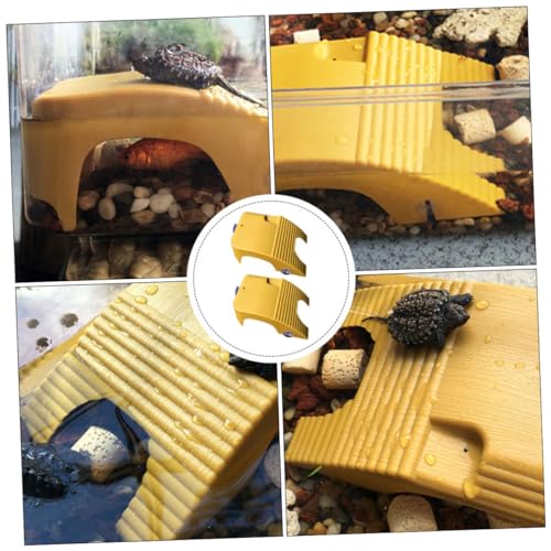 2pcs Turtle Climbing Platform Yellow Wax Basking Stand for Aquatic Turtles Easy to Clean Material for Tanks and Aquariums and Climbing Dock