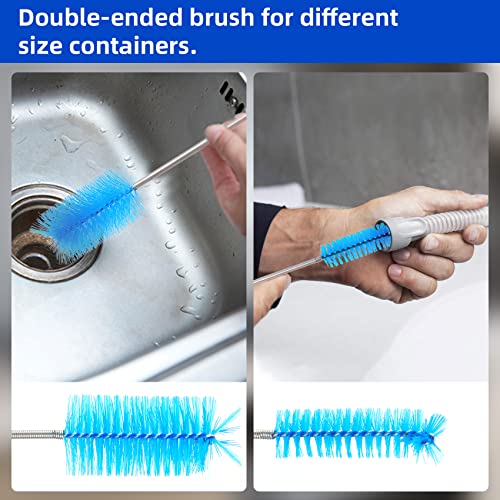 39" Pipe Brushes Tube Cleaning Brush Flexible, Feeding Tube Brush Hose Cleaner Brush Long Metal Pipe Cleaner Brush for Drain Hole Dredging - Double-Headed Spring Brush - Blue