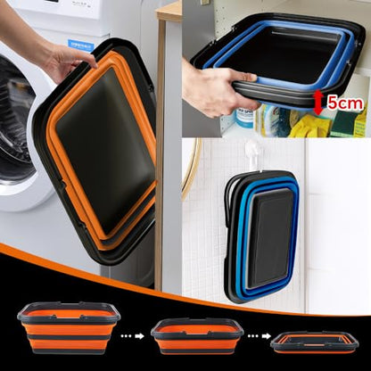 Monozuki Collapsible Sink 4.8Gal/18.1L, Heavy Duty Foldable Basin with Handles for Camping, Car Wash, Kitchen – Also Use as Storage Basket for Home, Garage, RV(Grey) - color: Grey(4.8 Gal/18.1l)
