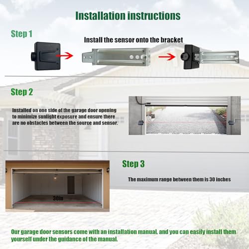 Garage Door Sensors Bracket, Replacement for Genie/Overhead Garage Door sensors, GSTB-R STB-BL Garage Sensor for Genie Garage Door Openers Manufactured After 1993，Includes Sender & Receiver & Bracket.