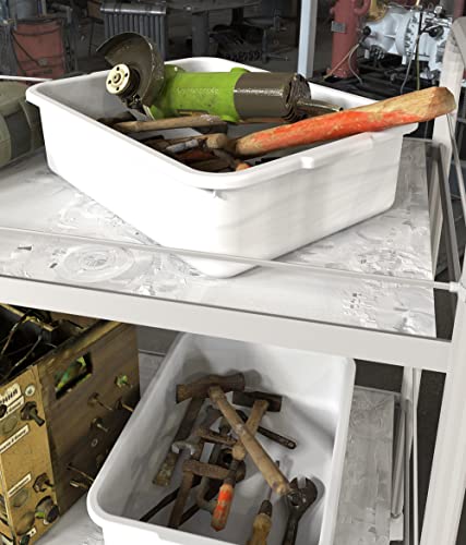 5-Pack Commercial Bus Tubs Box/Tote Box, White Plastic Storage Bin with Handles/Wash Basin Tub (8 Liter) - color: White, size: 8 Liter-White