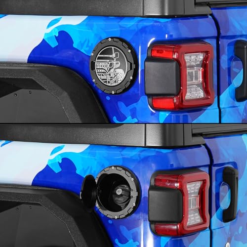 Hooke Road JL Aluminum Fuel Filler Door Gas Cap Tank Cover for 2018-2026 Jeep Wrangler JL JLU 2/4 Doors (Half Face Style)
