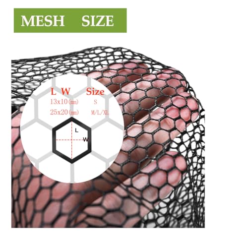 Rubber Coated Replacement Fishing Net Hook Resist for Landing Net, 24" to 36" Deep Net for Larger Catches - size: S:20.5"Dia.-24"Depth-66"Circumference