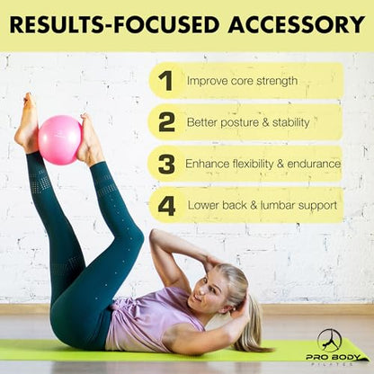 ProBody Pilates Ball Small with Pump - 9 Inch Small Exercise Ball - color: Aqua