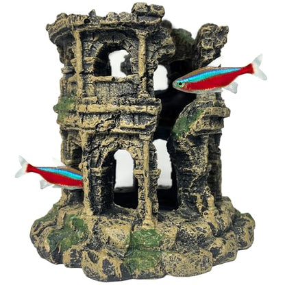 Antique Roman Column Ruins Fish Tank Decorations - Roman Column Round European Castle Aquarium Ornaments Fish Tank Hideouts Rocks Stone Cave for Betta,Shrimp,Goldfish Tank Landscaping