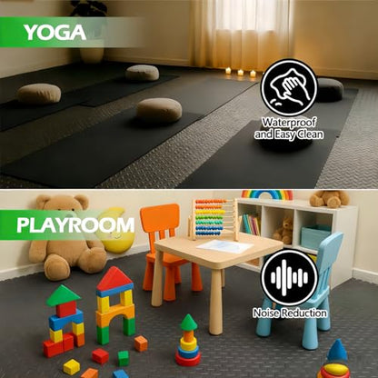 96 Sq Ft (24 Tiles) Interlocking Foam Floor Tiles, Exercise Mat - size: 96 Sq Ft (24 Tiles)