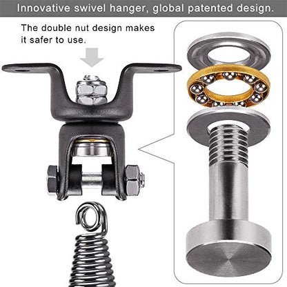 BeneLabel Heavy Bag Ceiling Mount with Spring & Chains 360° Rotation Punching Bag Ceiling Hanger with Bearings Boxing Bags Holder Hardware with 2 Wood Screws and 2 Expansion Screws - color: Hanger With Oval Spring & Chains (220 Lbs Capacity)