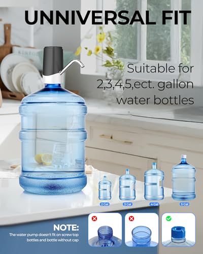 Water Dispenser Pump, USB Charging Automatic Drinking Water Pump for Mini Water Jug Dispenser Portable, Ideal for Home Kitchen Living Room Office Camping - color: Black-white