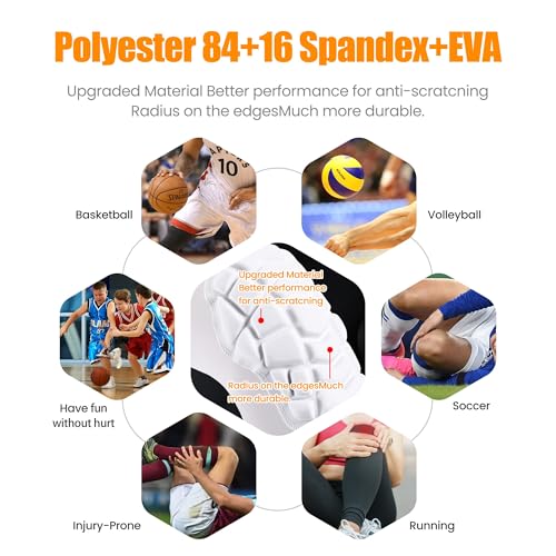 Basketball knee pads, compression leg covers for teenagers and adults, wrestling knee pads, football volleyball, pickleball, weightlifting knee pads (1 pair) (White, X-Small) - color: Long white, size: X-Small