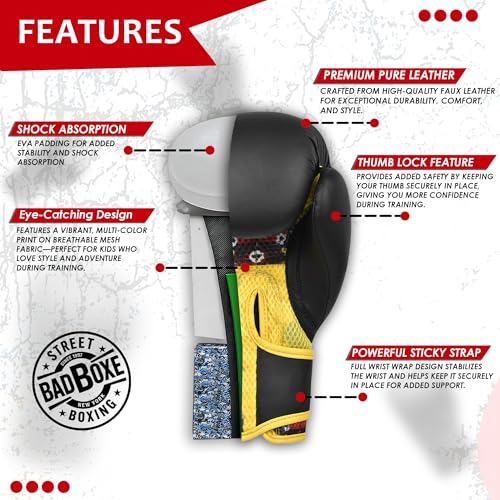 Kids Boxing Gloves 6oz | Boxing Gloves for Kickboxing Muay Thai MMA | Bag Gloves for Punching Bag - color: Monkey Bl