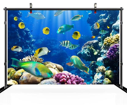 CHNYWORK 82x59 Inches Under The Sea Tapestry Wall Hanging Aquarium Underwater World Tropical Fish Coral Reef Background Living Room Bedroom Aesthetic College Dorm Wall Decor