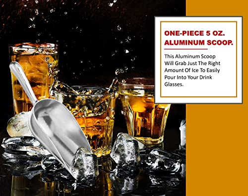 Cast Aluminum Utility Scoop, 5-Ounce - Round Bottom, Small ice scoop For Multi-Purpose Use, With Finger Groove Handle (Hand Wash Only) 5 oz. - size: 5 oz