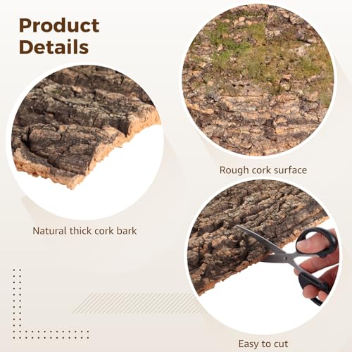 4 Pcs Cork Terrarium Background, 15.7 x 11.8 in Reptile Cork Bark Mat, Large Cork Bark Climbing Sheet, Cuttable Bark Backdrop Wall Panel for Aquarium, Vivarium, Reptile Habitat