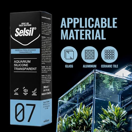 SELSIL Aquarium Silicone Sealant Clear, High Elasticity, Safe for Fish, 100% Solvent Free, 100% Non-Toxic, Fresh and Saltwater, 10.14 Fl oz. (300 ml) Transparent (2 Pack)