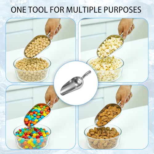 Pack of 2 Cast Aluminum Scoops,12 Oz. (Ounce) Dry Goods Scoop for Feed | Ice Scoops for Ice Cube, Coffee Bean, Food, Candy, Flour, Dry Goods,Spice,Buffet,Wedding By RARKVEN