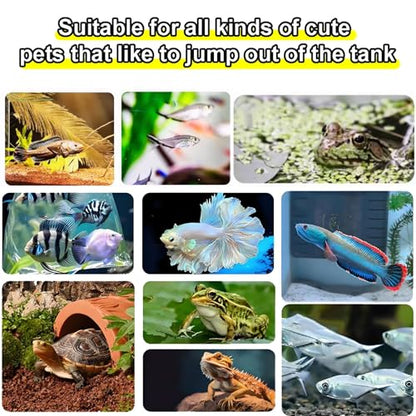 Magnetic Fish Tank Cover Net, Plastic Cuttable Fish Tank Anti-Jump Protective Lid, Adjustable Size, Ventilation Transparency Reptiles from Jumping Out - size: 25x25cm/9.84x9.84"