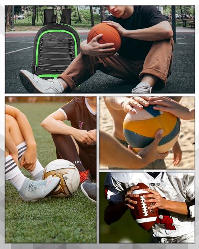 Basketball Bag Backpack for Men Women with Ball & Shoes Compartment 30L Capacity Lightweight Breathable Boys Girls Soccer Ball Bag Backpack Fit Volleyball Football Sports Travel School Gym - color: TK13Green