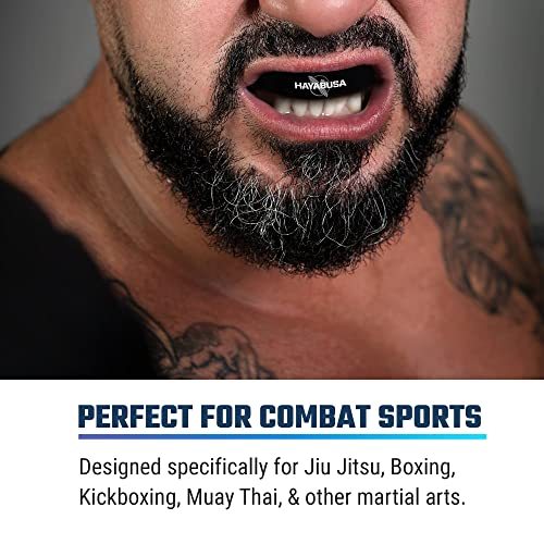 Hayabusa Combat Sports Mouth Guard Youth, Kids and Adult Sizes Comes with Case - Black/Red, Adult - color: Black/Red, size: Adult