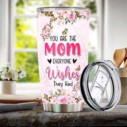 Personalized Mom Tumbler Gifts for Women Coffee Cup Travel Mug with Lid Gift for Wife Grandma From Sons Daughters Christmas Birthday Mother's Day Valentine 20oz Stainless Steel Insulated - color: BEST MOM