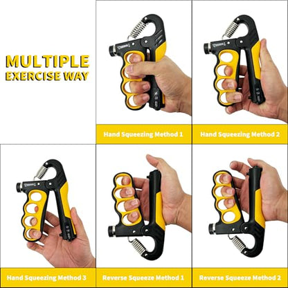 Senston Grip Strength Trainer 2 Pack, Adjustable 11-220lbs with Counter | 2-Pack Set / 11-220 lbs Adjustable / Auto Rep Counter / Four-Finger Design / Non-Slip Grip - color: Orange