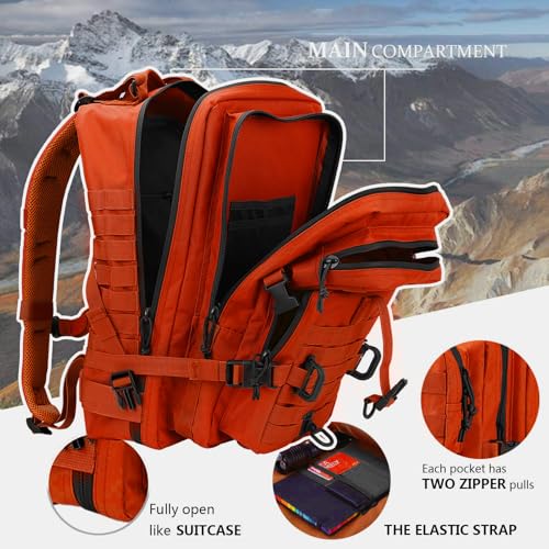 Hannibal Tactical MOLLE Assault Backpack, Tactical Backpack Military Army Camping Rucksack - color: Orange