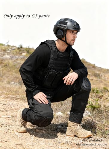 G3 Tactical Knee Pads Black | 1 Pair Protective Knee Pads Inserts for Tactical Airsoft Paintball Hunting Combat Military Pants - color: Black