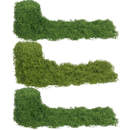 FAICOIA 3 Pcs Fake Moss Rug Table Runner Rolls for Decoration 4" x 47" Artificial Moss for Plants Indoor Green Faux Grass for Planters Crafts DIY Table Centerpieces Fairy Woodland Garden 10 x 120cm - color: Green
