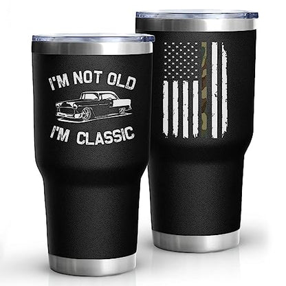 Dad Gifts for Men 30 Oz I'm Not Old I'm Classic Cup Tumbler Coffee Mug with Lid and Straw Mens Father's Day, Christmas and Birthday Gifts Idea 50th 60th 70th 80th - color: I'm Not Old-01