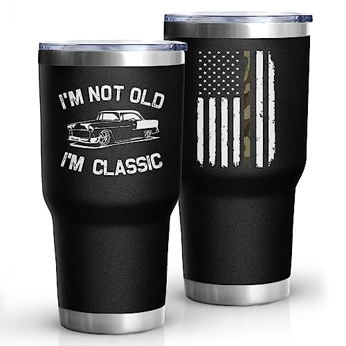 Dad Gifts for Men 30 Oz I'm Not Old I'm Classic Cup Tumbler Coffee Mug with Lid and Straw Mens Father's Day, Christmas and Birthday Gifts Idea 50th 60th 70th 80th - color: I'm Not Old-01