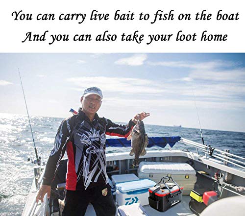 Fishing Bucket,Foldable Fish Bucket, Multi-Functional EVA Fishing Bag for Outdoor, Live Fish Lures Bucket and Fish Protection Bucket,10GAL/8GAL/6GAL/4.8GAL/3GAL Live Fish Container (10GAL/Black) - color: 10gal/Black